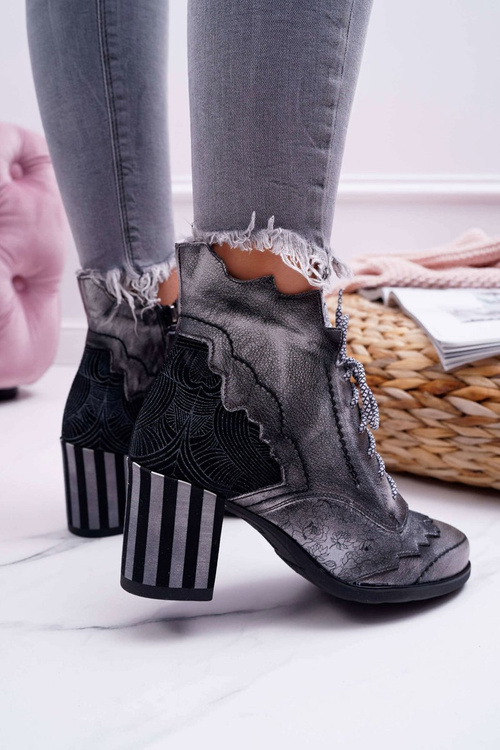 Dámske kožené topánky Maciejka Gray 03190