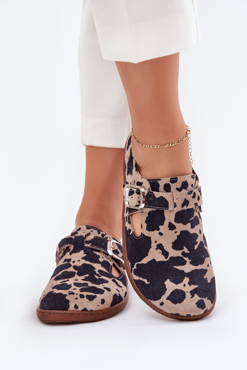 Semišové Polobotky Barefoot Dámske S Prackou Patches Zazoo N1261 Hnedo-Bežové