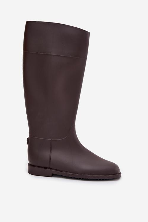 Vysoké dámské holínky na ploché podrážce čokoládové Melianne