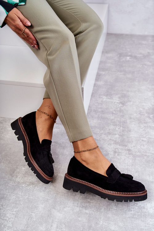 Dámské semišové boty na černé platformě Unni