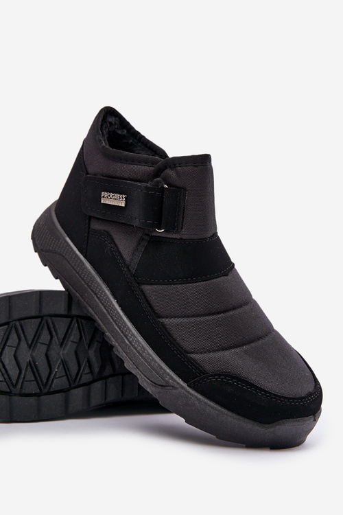Zateplené pánské zimní boty sněhule černé Progress PROGJ-22-153