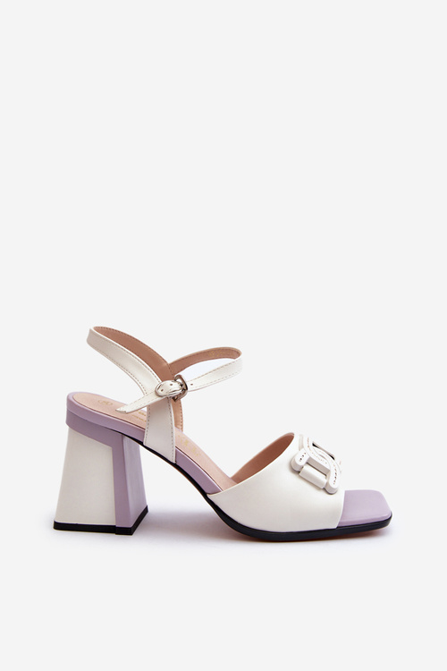 Elegantné sandále na opätku s bielou ozdobou D&A MR38-156