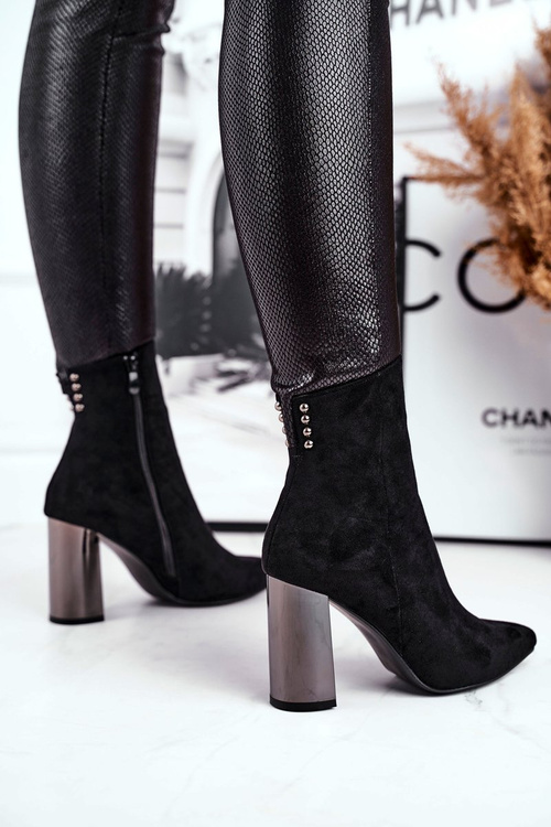 Dámské Kotníkové Boty Na Podpatku Černé Trens