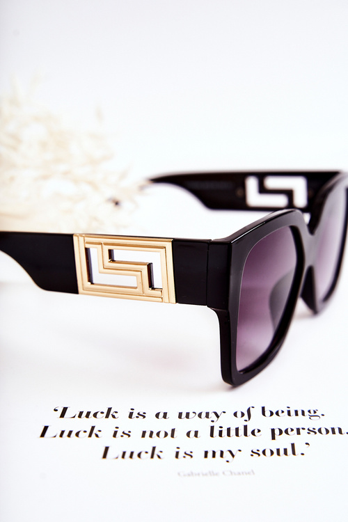 Módní dámské sluneční brýle V120045 Černá a zlatá