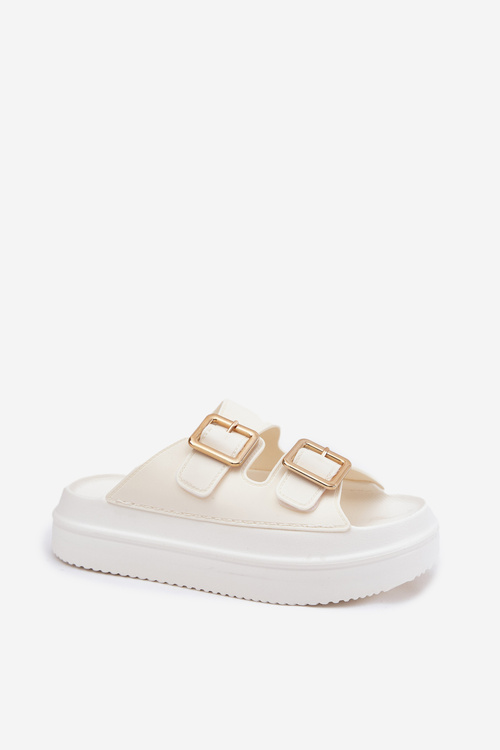 Dámské Sandały Na Platformě Se Zlatými Přezkami Ecru Zorila