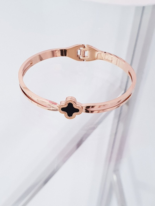 Dámsky oceľový náramok s kvetinovým ružovým zlatom neo