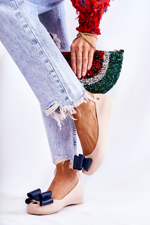 Dámske gumové baleríny s búrkou béžou béžou