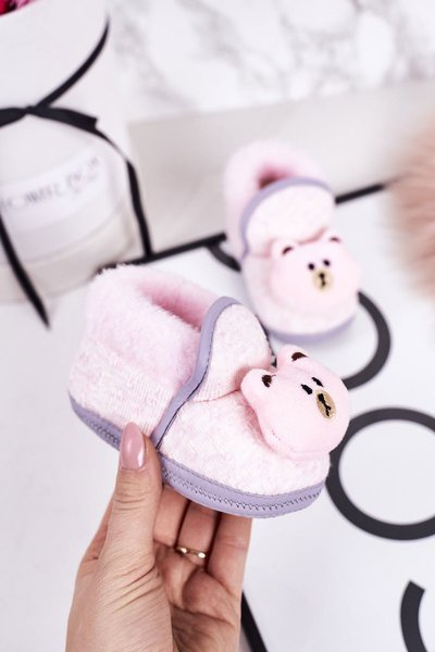 Dětské Pantofle Na Gumičku S Plyšovým Medvídkem Růžové Pooh