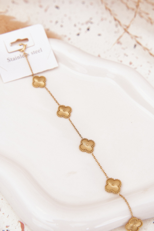 Náramok zo nehrdzavejúcej ocele so zlatými kvetmi