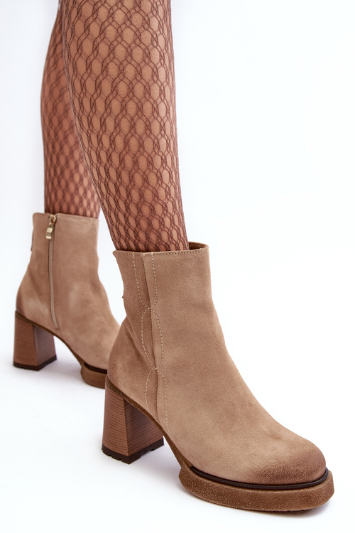 Ženské semišové topánky na post béžovej lemar remilda