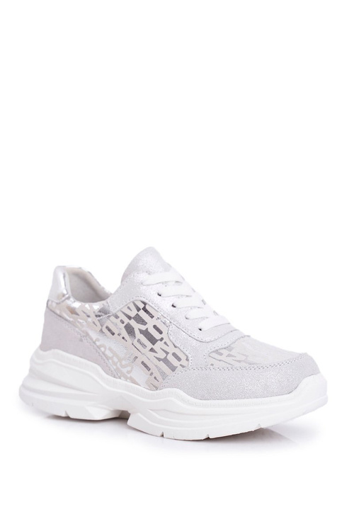 Dámská Sportovní Obuv Kožená Stříbrná Palm Bay