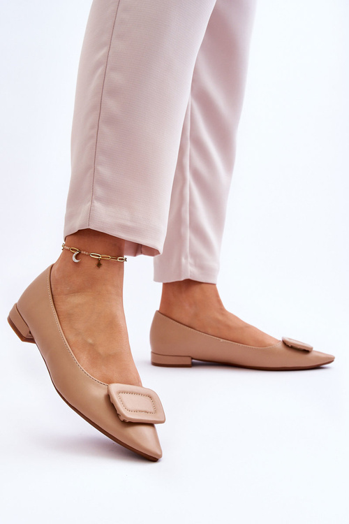 Klasické baleríny s zdobením Béžove Rivea