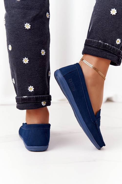 Dámske semišové mokasíry Veľká hviezda HH274663 NAVY BLUE