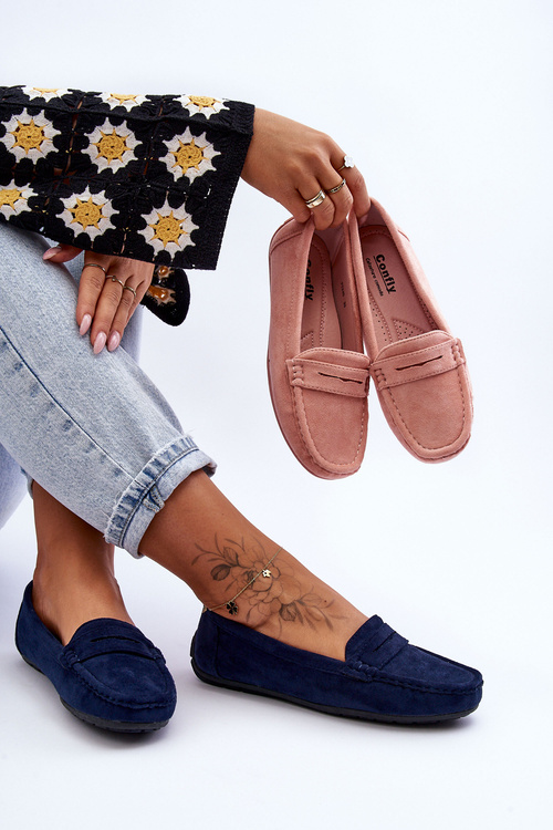 Dámské semišové mokasíny modré Lenvie