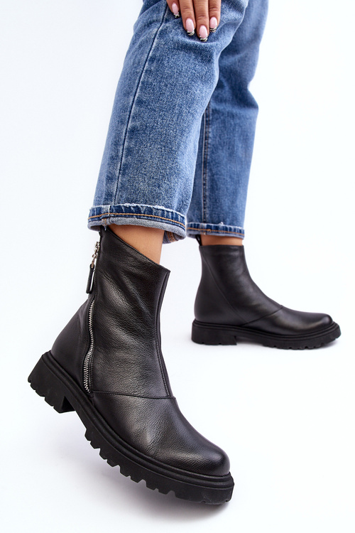 Dámske kožené topánky Laura Messi 2620/975 Čierna