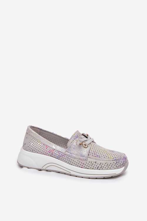 Semišové Polobotky Z Přírodní Kůže Na Platformě Artiker 56C2104 Šedé