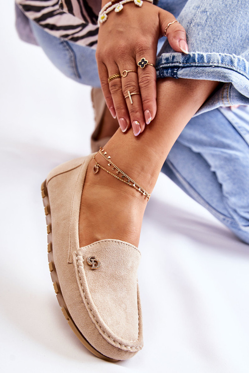 Ženské semišové béžové mokasy