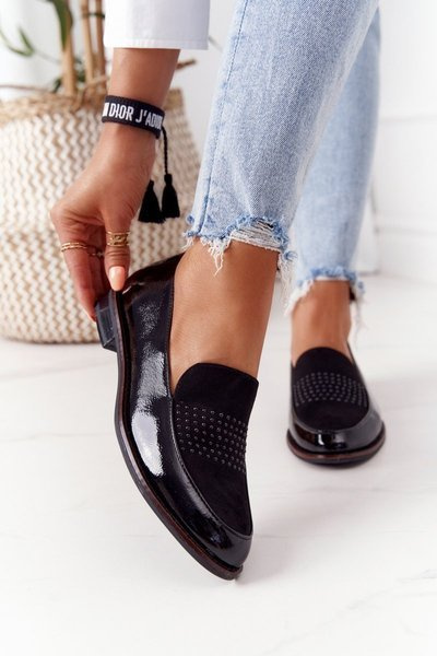 Ženské lakované mokasíry Sergio Leone PB254 čierna