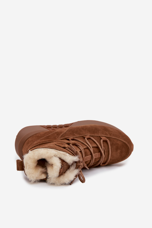 Dámske Snehové Topánky Z Semišu S Kožušinou Big Star SS274318 Hnedé