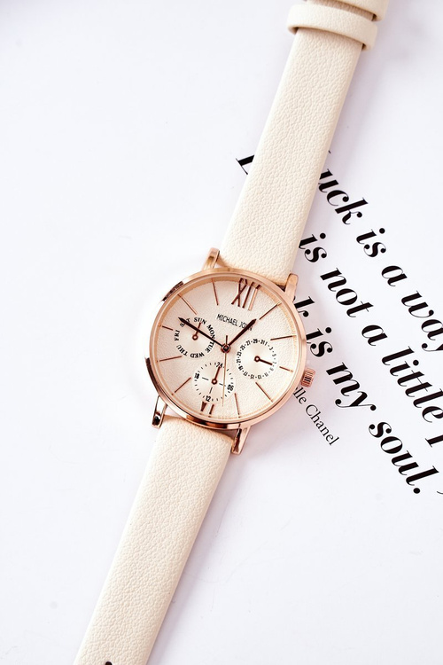 Hodinky Na Koženém řemínku Michael John Béžové