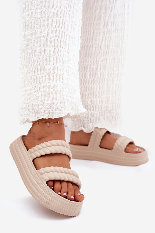 Pena Ľahké Dámske Sandále Na Platforme S.Barski ZK51-001 Béžové