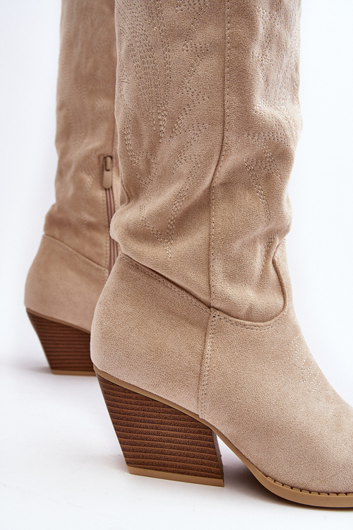 Dámské kovbojské kotníkové boty na podpatku Světlá sloana