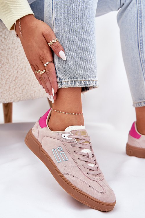 Semišové Sportovní Boty Sneakers Dámské D.Franklin DFSH387005 Špinavě Růžové