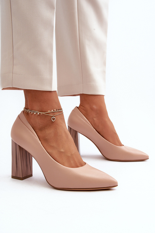 Elegantní lodičky na ozdobném podpatku Sergio Leone PB217 Nude