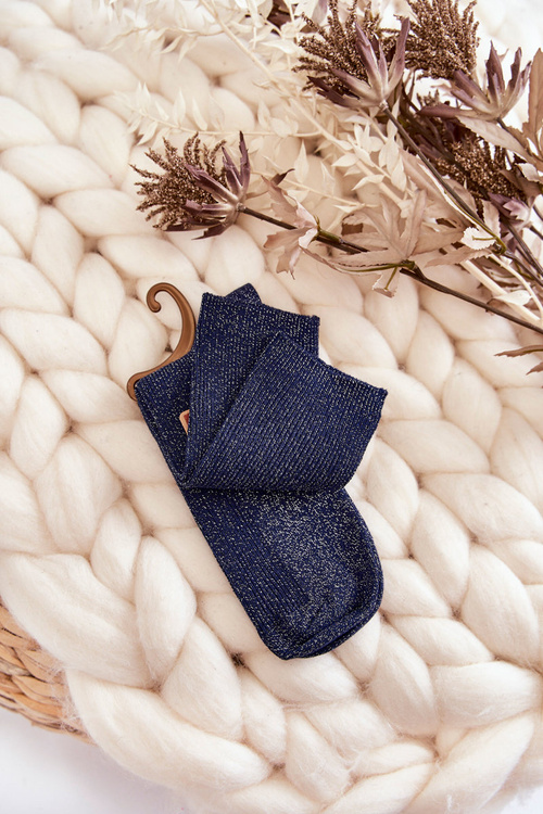 Dámské antibakteriální ponožky s lesklou nití námořnická modrá