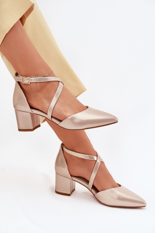 Lodičky Na Opätku Z Eko Kože Zlaté Sergio Leone SK830