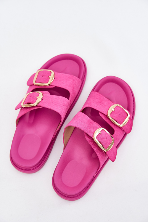 Dámske sandále na platforme so zlatými sponami fuchsie Verena