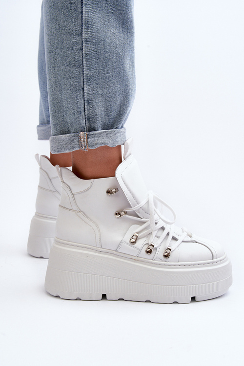 Zazoo 3416 Kožené Dámské Sportovní Boty Bílé