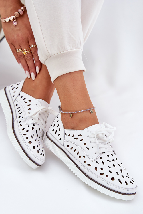 Dámské Kožené Polobotky S.Barski LR51-610 Bílé