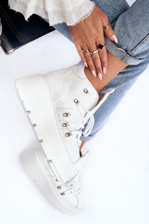 Zazoo 3416 Kožené Dámske Športové Topánky Biele