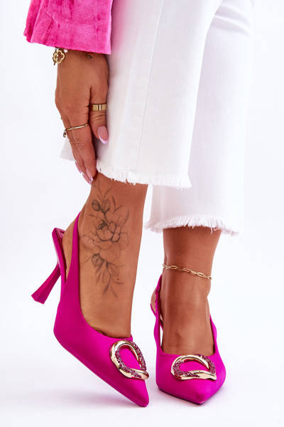 Módne vysoké podpätky s ozdobou a zirkónmi Fuchsia Alexia