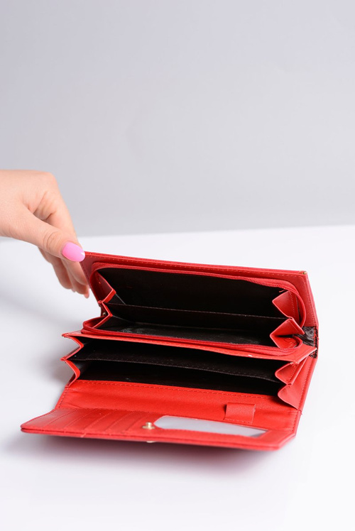 Veľká dámska peňaženka červeného srdca