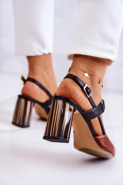 Módne kožené čerpadlá Maciejka 05498-29 Brown-Black