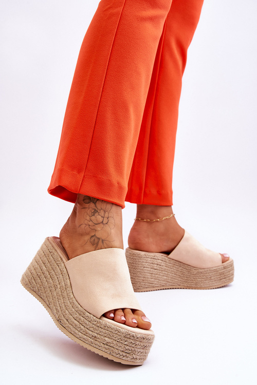 Ženské kliny a platforma béžová ysabel