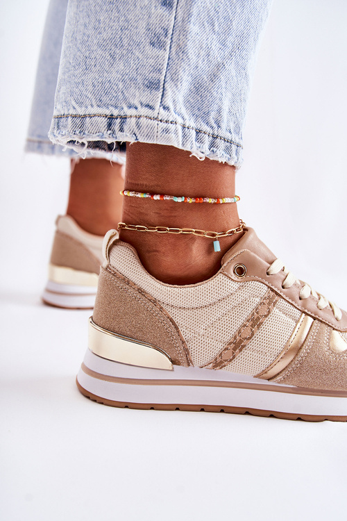 Klasické dámske zviazané športové topánky Elenes Beige