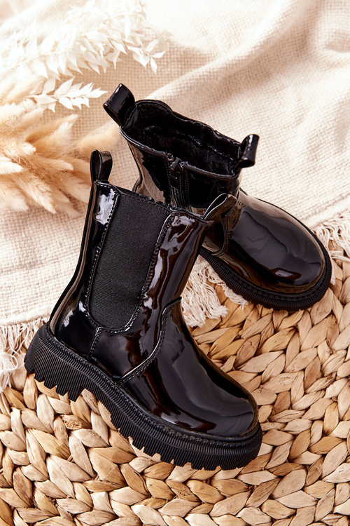 Dětské Izolované Boty Lakované Cerné Aletris