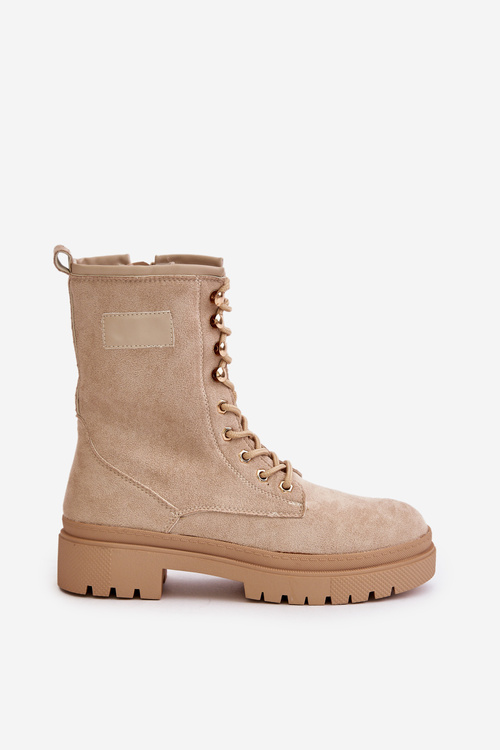 Dámske Pracovné Čižmy Na Zips Z Eko Semišu Béžové Savalann