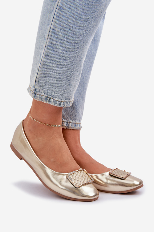 Eko Kožené Baleríny S Ozdobou Zlaté Tulnelia