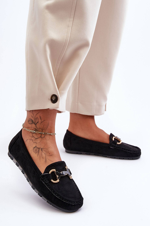 Dámske semišové mokasíny s ornamentom Black Dionira