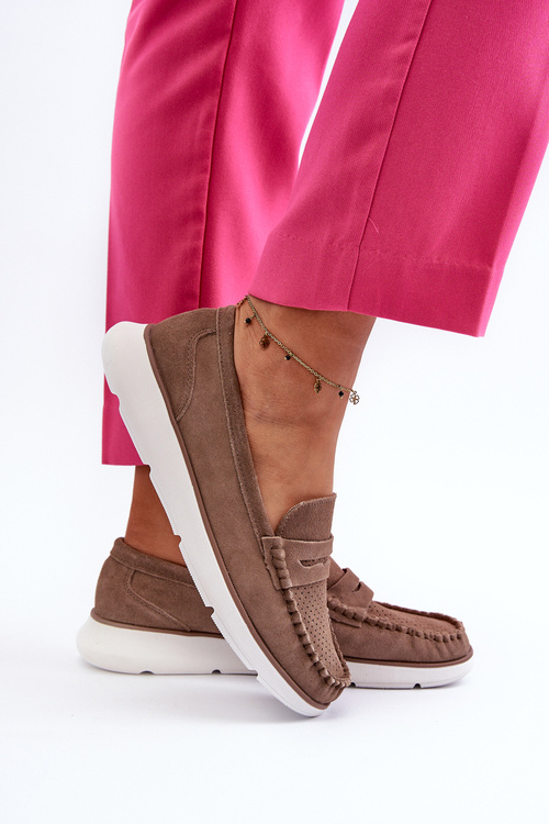 Sametové mokasíny na platformě hnědé Sergio Leone SP012