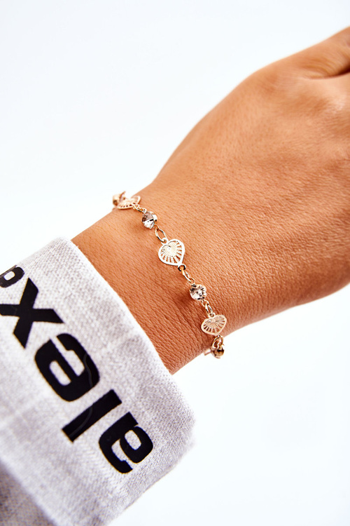 Dámský nastavitelný náramek se zlatými srdce z kubické zirkonie