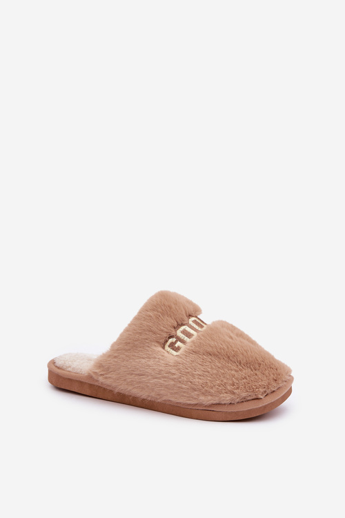 Dámske Papuče S Kožušinou A Nápisom Hnedé Kalelia