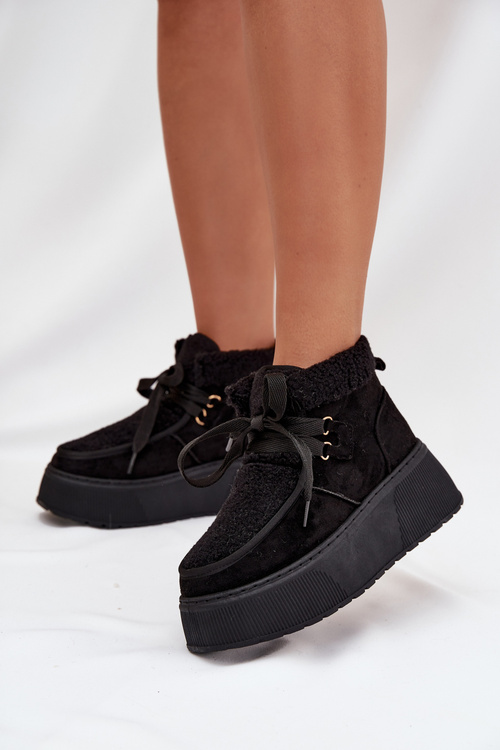 Dámské sněhule na platformě s kožíškem Černé Florivelle