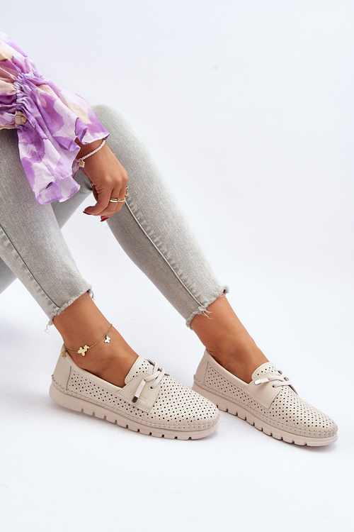 Dámske béžové kožené vyrezávané topánky Darnissa