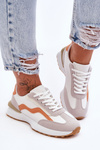 Dámske biele oranžové kožené športové topánky Somerio
