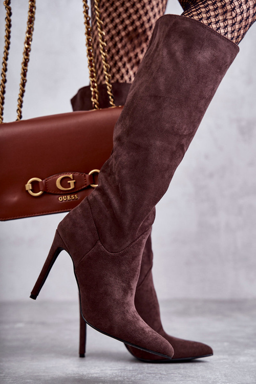 Klasické Semišové černé Boty Na Hnědý Ameya